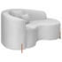 Divã Recamier Curvo Sala de Estar Recepção Inglaterra 150cm Pés Madeira Lado Direito Bouclé Branco