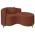 Divã Recamier Curvo Sala de Estar Recepção Inglaterra 150cm Pés Madeira Lado Direito Bouclé Terracota