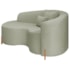 Divã Recamier Curvo Sala de Estar Recepção Inglaterra 150cm Pés Madeira Lado Esquerdo Bouclé Verde Oliva