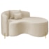 Divã Recamier Curvo Sala de Estar Recepção Inglaterra 150cm Pés Metal Dourado Lado Direito Bouclé
