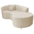 Divã Recamier Curvo Sala de Estar Recepção Inglaterra 150cm Pés Metal Dourado Lado Direito Bouclé