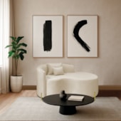 Divã Recamier Curvo Sala de Estar Recepção Inglaterra 150cm Pés Metal Dourado Lado Direito Bouclé Bege