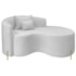 Divã Recamier Curvo Sala de Estar Recepção Inglaterra 150cm Pés Metal Dourado Lado Direito Bouclé Branco