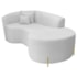 Divã Recamier Curvo Sala de Estar Recepção Inglaterra 150cm Pés Metal Dourado Lado Direito Bouclé Branco