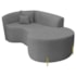 Divã Recamier Curvo Sala de Estar Recepção Inglaterra 150cm Pés Metal Dourado Lado Direito Bouclé Cinza