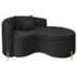 Divã Recamier Curvo Sala de Estar Recepção Inglaterra 150cm Pés Metal Dourado Lado Direito Bouclé Preto