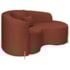 Divã Recamier Curvo Sala de Estar Recepção Inglaterra 150cm Pés Metal Dourado Lado Direito Bouclé Terracota