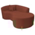 Divã Recamier Curvo Sala de Estar Recepção Inglaterra 150cm Pés Metal Dourado Lado Direito Bouclé Terracota