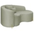 Divã Recamier Curvo Sala de Estar Recepção Inglaterra 150cm Pés Metal Dourado Lado Direito Bouclé Verde Oliva