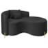 Divã Recamier Curvo Sala de Estar Recepção Inglaterra 150cm Pés Metal Dourado Lado Direito Linho Preto