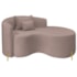 Divã Recamier Curvo Sala de Estar Recepção Inglaterra 150cm Pés Metal Dourado Lado Direito Linho Rosê
