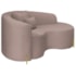 Divã Recamier Curvo Sala de Estar Recepção Inglaterra 150cm Pés Metal Dourado Lado Direito Linho Rosê