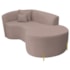 Divã Recamier Curvo Sala de Estar Recepção Inglaterra 150cm Pés Metal Dourado Lado Direito Linho Rosê