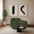 Divã Recamier Curvo Sala de Estar Recepção Inglaterra 150cm Pés Metal Dourado Lado Direito Linho Verde