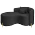 Divã Recamier Curvo Sala de Estar Recepção Inglaterra 150cm Pés Metal Dourado Lado Esquerdo Linho Preto