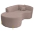 Divã Recamier Curvo Sala de Estar Recepção Inglaterra 150cm Pés Metal Dourado Lado Esquerdo Linho Rosê