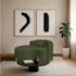 Divã Recamier Curvo Sala de Estar Recepção Inglaterra 150cm Pés Metal Dourado Lado Esquerdo Linho Verde