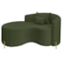 Divã Recamier Curvo Sala de Estar Recepção Inglaterra 150cm Pés Metal Dourado Lado Esquerdo Linho Verde