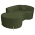 Divã Recamier Curvo Sala de Estar Recepção Inglaterra 150cm Pés Metal Dourado Lado Esquerdo Linho Verde