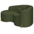 Divã Recamier Curvo Sala de Estar Recepção Inglaterra 150cm Pés Metal Dourado Lado Esquerdo Linho Verde