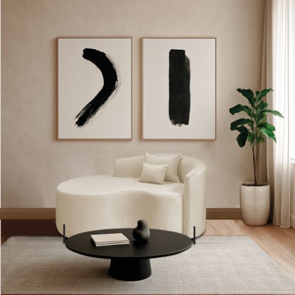 Divã Recamier Curvo Sala de Estar Recepção Inglaterra 150cm Pés Metal Preto Esquerdo Bouclé Bege