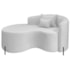 Divã Recamier Curvo Sala de Estar Recepção Inglaterra 150cm Pés Metal Preto Esquerdo Bouclé Branco