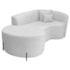 Divã Recamier Curvo Sala de Estar Recepção Inglaterra 150cm Pés Metal Preto Esquerdo Bouclé Branco