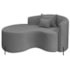 Divã Recamier Curvo Sala de Estar Recepção Inglaterra 150cm Pés Metal Preto Esquerdo Bouclé Cinza