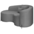 Divã Recamier Curvo Sala de Estar Recepção Inglaterra 150cm Pés Metal Preto Esquerdo Bouclé Cinza
