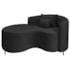 Divã Recamier Curvo Sala de Estar Recepção Inglaterra 150cm Pés Metal Preto Esquerdo Bouclé Preto