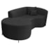 Divã Recamier Curvo Sala de Estar Recepção Inglaterra 150cm Pés Metal Preto Esquerdo Bouclé Preto