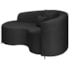 Divã Recamier Curvo Sala de Estar Recepção Inglaterra 150cm Pés Metal Preto Esquerdo Bouclé Preto