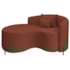 Divã Recamier Curvo Sala de Estar Recepção Inglaterra 150cm Pés Metal Preto Esquerdo Bouclé Terracota