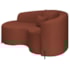Divã Recamier Curvo Sala de Estar Recepção Inglaterra 150cm Pés Metal Preto Esquerdo Bouclé Terracota