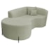 Divã Recamier Curvo Sala de Estar Recepção Inglaterra 150cm Pés Metal Preto Esquerdo Bouclé Verde Oliva