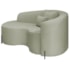 Divã Recamier Curvo Sala de Estar Recepção Inglaterra 150cm Pés Metal Preto Esquerdo Bouclé Verde Oliva