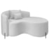 Divã Recamier Curvo Sala de Estar Recepção Inglaterra 150cm Pés Metal Preto Lado Direito Bouclé Branco