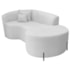 Divã Recamier Curvo Sala de Estar Recepção Inglaterra 150cm Pés Metal Preto Lado Direito Bouclé Branco