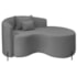 Divã Recamier Curvo Sala de Estar Recepção Inglaterra 150cm Pés Metal Preto Lado Direito Bouclé Cinza