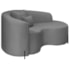 Divã Recamier Curvo Sala de Estar Recepção Inglaterra 150cm Pés Metal Preto Lado Direito Bouclé Cinza
