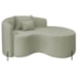 Divã Recamier Curvo Sala de Estar Recepção Inglaterra 150cm Pés Metal Preto Lado Direito Bouclé Verde Oliva