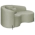 Divã Recamier Curvo Sala de Estar Recepção Inglaterra 150cm Pés Metal Preto Lado Direito Bouclé Verde Oliva