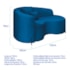 Divã Recamier Curvo Sala de Estar Recepção Inglaterra 150cm Pés Metal Preto Lado Direito Linho Azul Royal