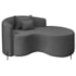 Divã Recamier Curvo Sala de Estar Recepção Inglaterra 150cm Pés Metal Preto Lado Direito Linho Cinza Escuro