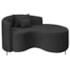 Divã Recamier Curvo Sala de Estar Recepção Inglaterra 150cm Pés Metal Preto Lado Direito Linho Preto