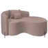 Divã Recamier Curvo Sala de Estar Recepção Inglaterra 150cm Pés Metal Preto Lado Direito Linho Rosê
