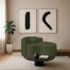 Divã Recamier Curvo Sala de Estar Recepção Inglaterra 150cm Pés Metal Preto Lado Direito Linho Verde