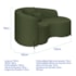 Divã Recamier Curvo Sala de Estar Recepção Inglaterra 150cm Pés Metal Preto Lado Direito Linho Verde