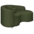 Divã Recamier Curvo Sala de Estar Recepção Inglaterra 150cm Pés Metal Preto Lado Direito Linho Verde