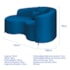 Divã Recamier Curvo Sala de Estar Recepção Inglaterra 150cm Pés Metal Preto Lado Esquerdo Linho Azul Royal